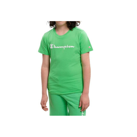 Koszulka dziecięca Champion CREWNECK T-SHIRT 306285GS024 Zielona - Rozmiar 174-179