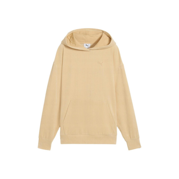 Bluza damska Puma ESS ELEVATED COMFORT VELOUR RIB HOODIE 68810783 Beżowa - Rozmiar S