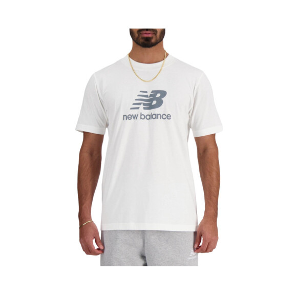 Koszulka męska New Balance S/S STACKED LO WT MT41502WT Biała - Rozmiar S