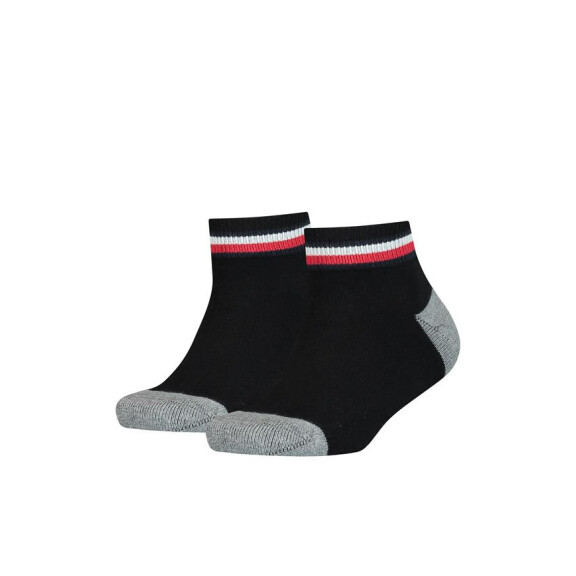 Skarpetki męskie Tommy Hilfiger TH KIDS ICONIC SPORTS QUARTER 2P 100001501200 Czarne - Rozmiar 39-42