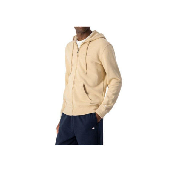 Bluza męska Champion HOODED FULL ZIP SWEATSHIRT 218537MS073 Beżowa - Rozmiar 2XL