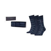 Skarpetki męskie Tommy Hilfiger TH MEN SOCK 3P GIFTBOX GRID STRIPE 701224445003 Niebieskie - Rozmiar 39/42