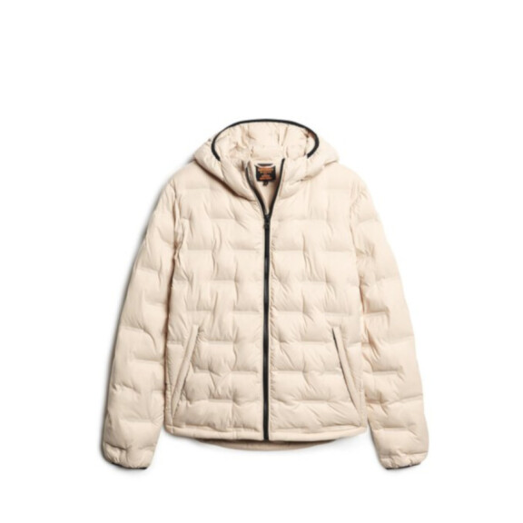 Kurtka męska Superdry SHORT QUILTED PUFFER COAT M5011811A1LA Beżowa - Rozmiar XL