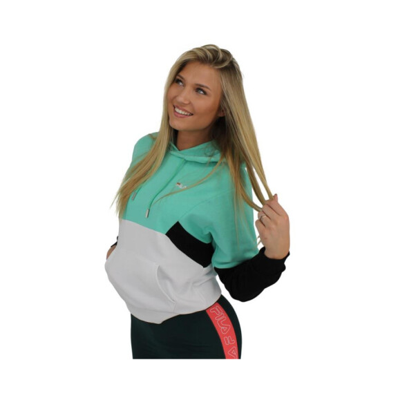 Bluza damska Fila AMYA CROPPED HOODY 688483B121 Turkusowa - Rozmiar L