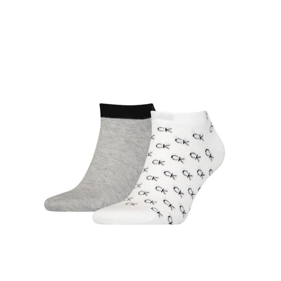 Skarpetki męskie Calvin Klein MEN SNEAKER 2P ALL OVER LOGO 701218715004 Białe - Rozmiar 43-46