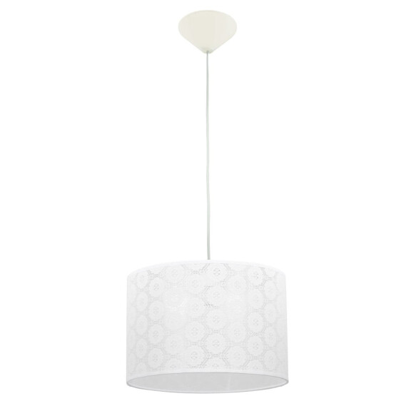 Biała lampa z koronkowym abażurem do sypialni JULITA B/9W/27/G
