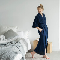 SZLAFROK KIMONO GRANATOWY