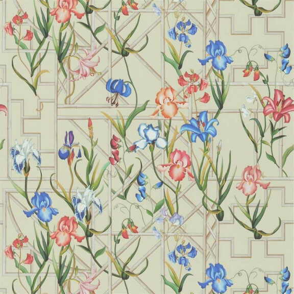 Tapeta kwiaty i bambusowy treliaż Christian Lacroix PCL7045/02 Fretwork Garden Lacroix Stravaganza