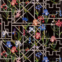 Tapeta kwiaty i bambusowy treliaż Christian Lacroix PCL7045/03 Fretwork Garden Lacroix Stravaganza