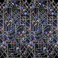 Mural kwiaty i bambusowy treliaż Christian Lacroix PCL7053/02 Fretwork Garden Panoramic Lacroix Stravaganza