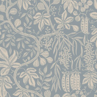 Tapeta roślinna w owoce i liście Sandberg S10260 Fig garden Misty Blue Le Village