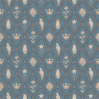 Tapeta kratownica Sandberg S10272 Turtledove Barn Indigo Blue Le Village