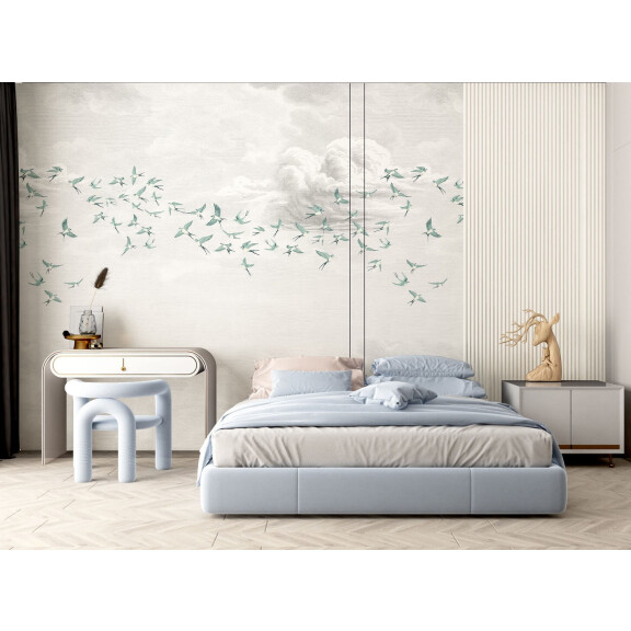 Mural chmury i jaskółki PaperMint SWALLOW CLOUD Vert Opaline 1097 Origins