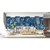 Mural zielnik kwiatów polnych PaperMint CYANOTYPES FLEURS DES CHAMPS Bleu Denim R015 Les Essentiels