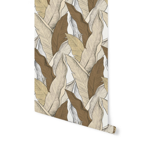 Tapeta liście Papermint LEAF terre d'ombre 938 Classics