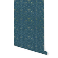 Tapeta złote linie Papermint TILES Bleu Petrole Dore 217 Classics