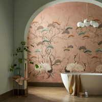 Mural w japońskim stylu z żurawiami 1838 Wallcoverings 2311-174-04 Kyoto Blossom Sandstone V&A Decorative Papers