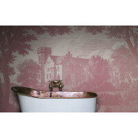 Fototapeta krajobraz zamku Rebel Walls R19226 Swan Pond Dusty Pink Vintage Brocade