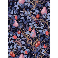 Tapeta owoce i gady Rebel Walls R19276 Fruit Garden Lilac Vintage Brocade