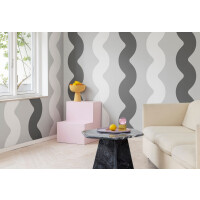 Fototapeta falujące paski Rebel Walls R19423 Wobbly Black White Maximalism More is More