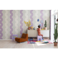 Fototapeta falujące paski Rebel Walls R19425 Wobbly Lilac Maximalism More is More