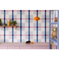 Fototapeta nowoczesna krata Rebel Walls R19426 Outside the Box Blue Pink Maximalism More is More