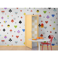 Fototapeta pokerowe emotikony Rebel Walls R19434 Poker Face Rainbow Maximalism More is More