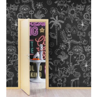 Fototapeta jak rysunki w brudnopisie Rebel Walls R19460 Doodle Black Maximalism More is More