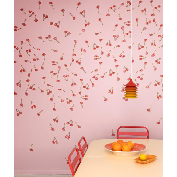 Fototapeta wiśnie jak kostki Rebel Walls R19463 Cherry Dise Pink Maximalism More is More
