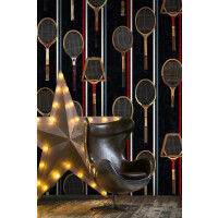 Mural rakiety tenisowe w stylu retro Mind the Gap THE GAME Anthracite WP20244 Premium Designer Wallpaper Collection