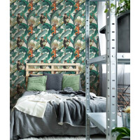 Mural małpy i tropikalne liście Mind the Gap BERMUDA light WP20155 Premium Designer Wallpaper Collection