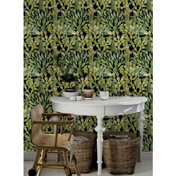 Mural kaktusy Mind the Gap OPUNTIA Anthracite WP20165 Premium Designer Wallpaper Collection