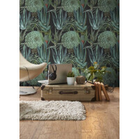 Mural egzotyczna roślinność Mind the Gap SUCCULENTUS Anthracite WP20167 Premium Designer Wallpaper Collection