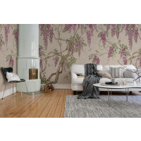 Fototapeta drzewo wisterii Rebel Walls R18732 Wisteria Tree Dusty Pink Cottage Core