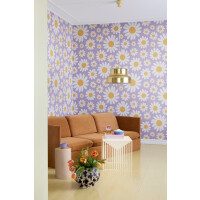 Fototapeta stokrotki retro Rebel Walls R19582 Dashing Daisies Lilac Cottage Core