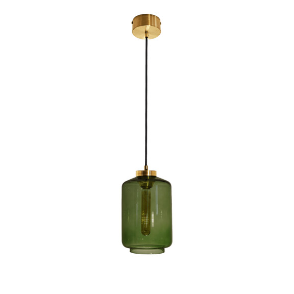 Lampa wisząca pojedyncza Famlight Leyte Bottle Green Brass
