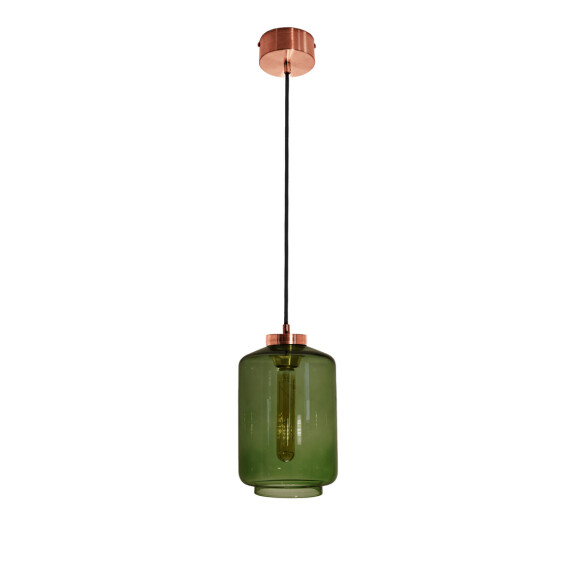 Lampa wisząca pojedyncza Famlight Leyte Bottle Green Copper