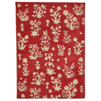 Dywan z roślinnym wzorem czerwono-beżowy WOODLAND GLADE DAMSON RED 146800 Sanderson