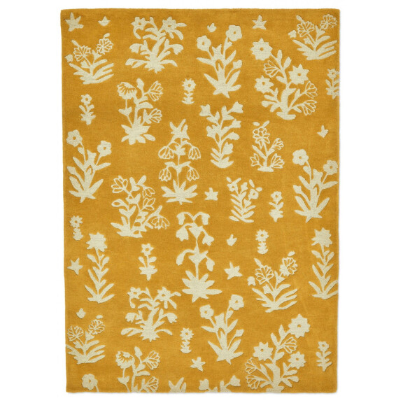 Dywan z roślinnym wzorem żółto-beżowy WOODLAND GLADE GOLD 146806 Sanderson