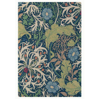 Niebiesko Zielony Dywan William Morris w Kwiaty - SEAWEED INK 28008