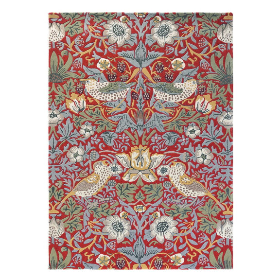Czerwony Złodziej Truskawek Dywan William Morris w Kwiaty - STRAWBERRY THIEF CRIMSON 27700