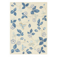 Niebiesko Biały Dywan Wedgwood w Kwiaty - WILD STRAWBERY CREAM 38108