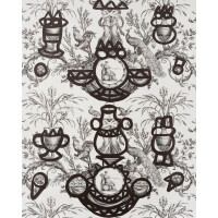 Tapeta botaniczna z abstrakcyjnymi dodatkami Pierre Frey FP568001 Fontaine Et Animaux Barbouillage Les Dessins 4