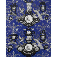Tapeta botaniczna z abstrakcyjnymi dodatkami Pierre Frey FP568002 Fontaine Et Animaux Barbouillage Les Dessins 4