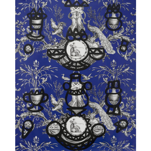 Tapeta botaniczna z abstrakcyjnymi dodatkami Pierre Frey FP568002 Fontaine Et Animaux Barbouillage Les Dessins 4