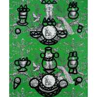 Tapeta botaniczna z abstrakcyjnymi dodatkami Pierre Frey FP568003 Fontaine Et Animaux Barbouillage Les Dessins 4