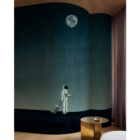 Fototapeta astronauta na księżycu Wall&Deco WDWM2401 Walking with the Moon Contemporary 2024