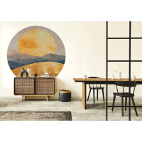 Mural okrągły abstrakcyjne fale i słońce Wall Art Oka Koło