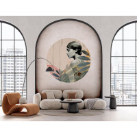 Mural okrągły portret kobiety Wall Art Onna Olive Koło