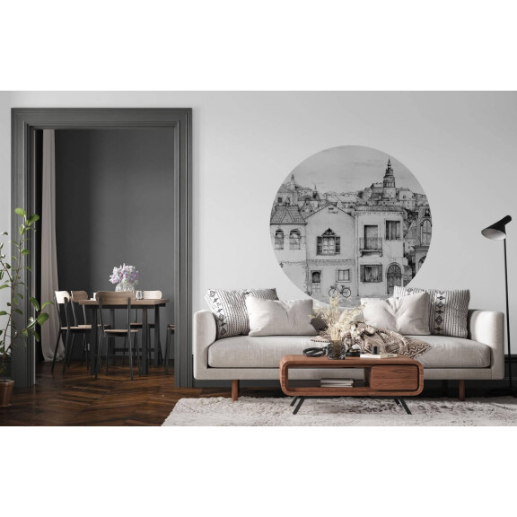Mural okrągły zabytkowe miasto Wall Art Vichy Koło